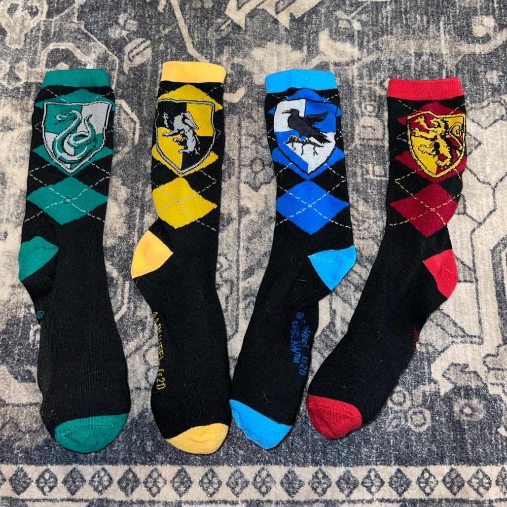 Harry Potter Warner Bros. Hogwarts House Argyle Socks set of 4 new without tags